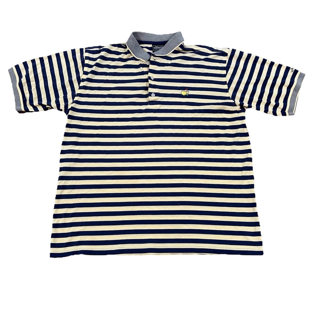 Vintage Masters Collection Golf Polo Shirt Mens L Striped 60s Two Ply Hong Kong